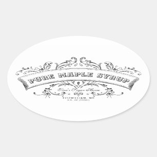 Pure Maple Syrup Old Fashioned Rulla Label Ovalt Klistermärke