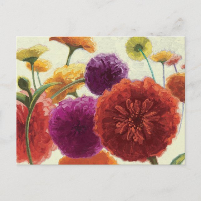 Pure Palette Zinnias Vykort (Framsida)