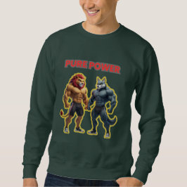 Pure Power – Strong Animal Muscle Cartoon Design Lång Ärmad Tröja