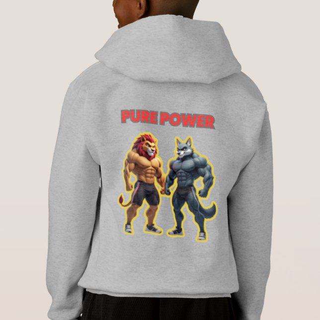 Pure Power – Strong Animal Muscle Cartoon Design T Shirt (Baksida)