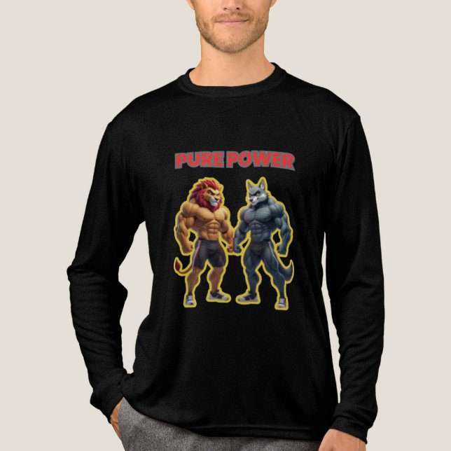 Pure Power – Strong Animal Muscle Cartoon Design T Shirt (Framsida)