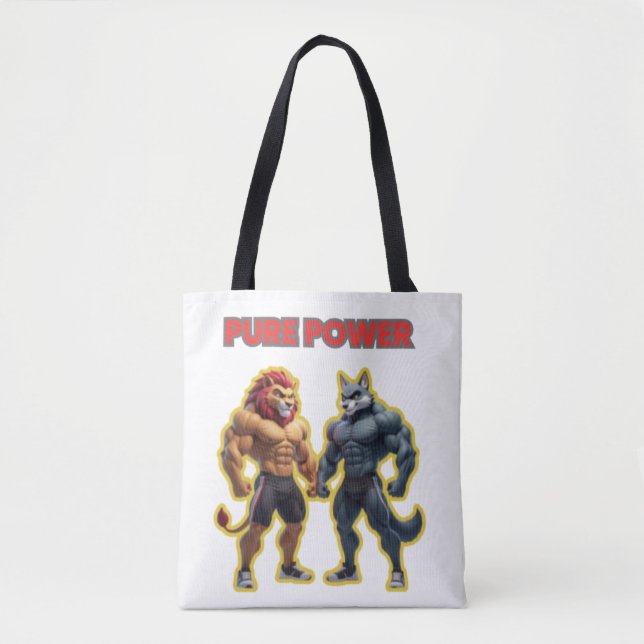 Pure Power – Strong Animal Muscle Cartoon Design Tygkasse (Framsida)