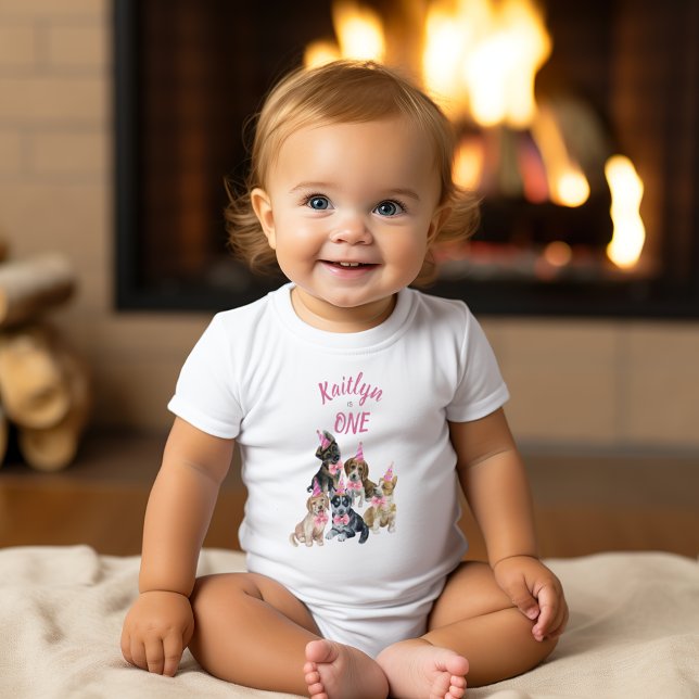 Pure Puppy | Girls Rosa First Födelsedagsfest Gift T Shirt (Pure Puppy | Girls Pink First Birthday Party Gift Baby Bodysuit
)