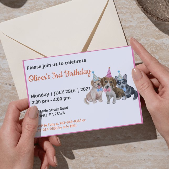 Pure Puppy | Hundar Theme Boy First Födelsedagsfes Inbjudningar (Skapare uppladdad)