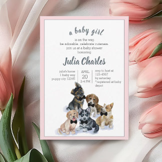 Pure Puppy | Svart tids Elegant för cute Baby Show Inbjudningar