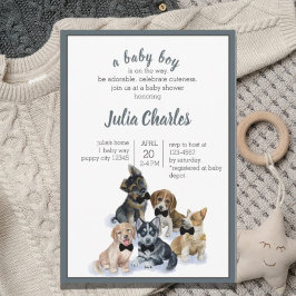 Pure Puppy | Svart tids Elegant för cute Baby Show Inbjudningar