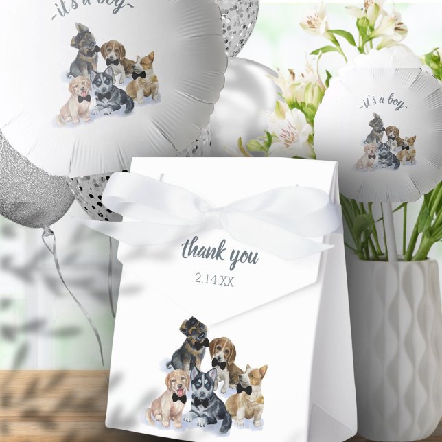 Pure Puppy | Svart tids Elegant för cute Baby Show Presentaskar (Pure Puppy | Black Tie Elegant Cute Baby Shower Favor Boxes)