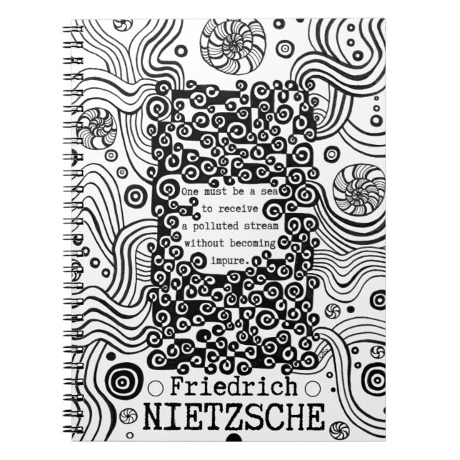 PURE Sea bläck, illustration citat av Nietzsche Anteckningsbok (Framsidan)