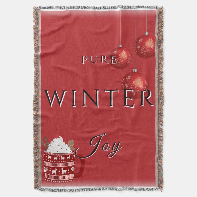 Pure Winter Joy w/Cocoa och julprydnader Filt (Framsidan Vertikal)