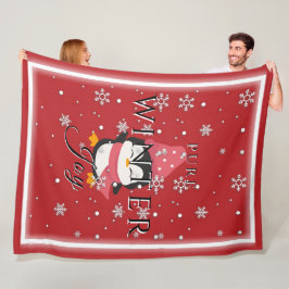 Pure Winter Joy w/ Penguin och Snö Fleece Blanket