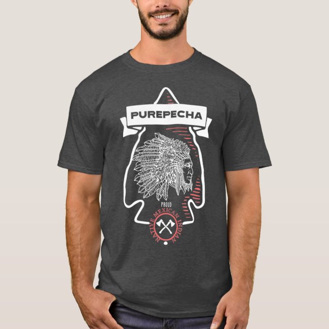 Purepecha Tribe Native Mexican Indian Proud Mörk T Shirt (Framsida)