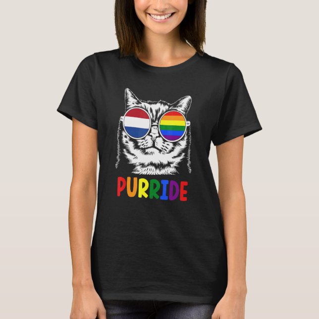 Puride Gay Pride Parad Nederländerna Flagga Solgla T Shirt (Framsida)
