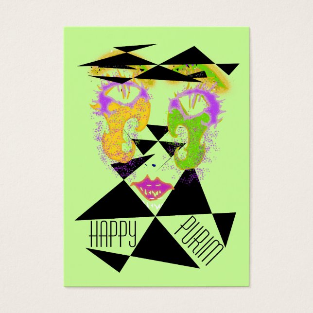 Purim Abstrakt Costume Gift-kort ChubbyBusiness Visitkort (Framsidan)