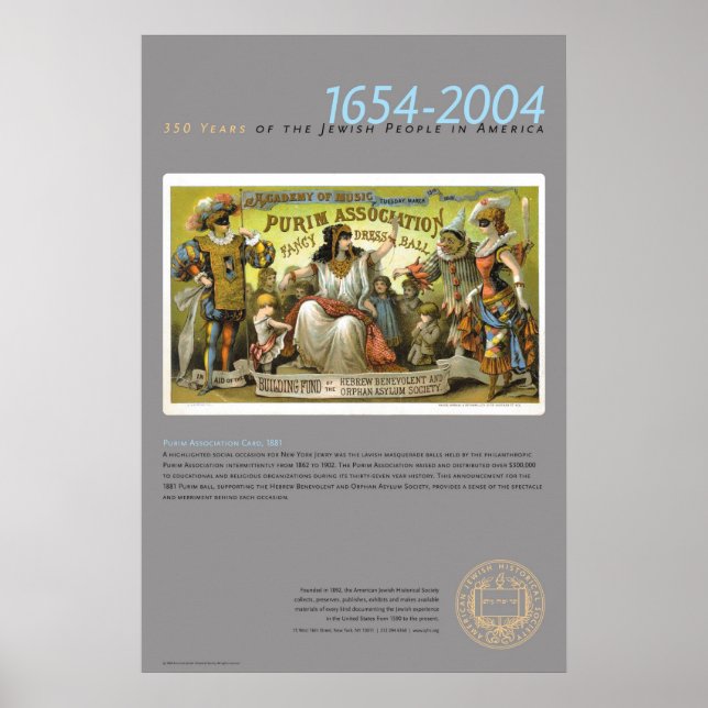 Purim Association Card, 1881 Poster (Framsidan)