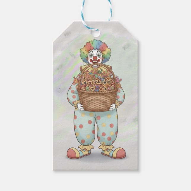 Purim Clown Mishloach Manot  Presentetikett (Framsidan)