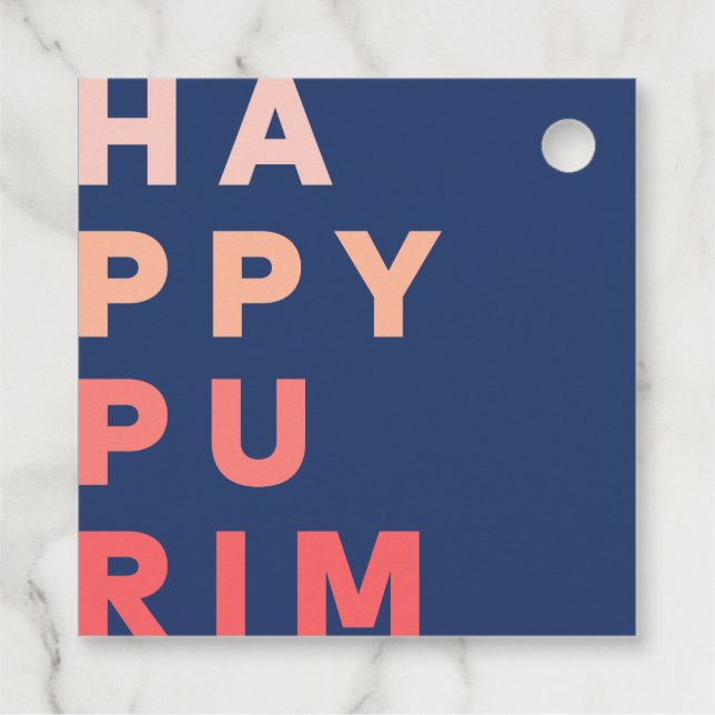 Purim Coral Ombre Gåvor Etiketter (Baksida)