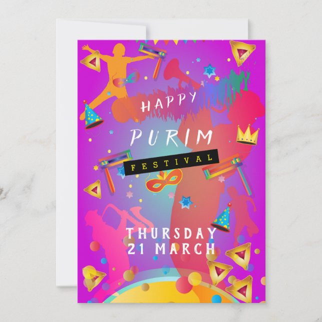 Purim Festival Masquerad Kids Party Julkort (Framsida)