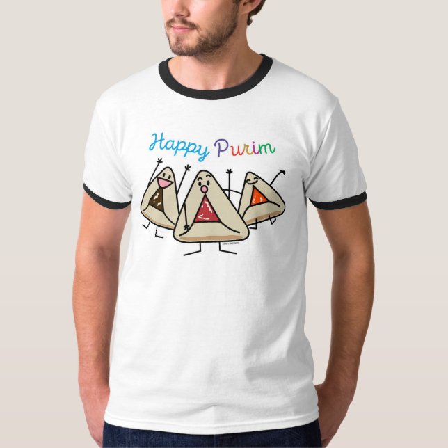 Purim hamantaschen bakelse Sameach Oznei Haman T Shirt (Framsida)