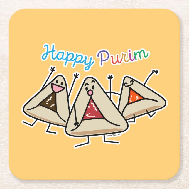 Purim hamantaschen bakelse Sameach Oznei Haman Underlägg Papper Kvadrat (Framsidan)