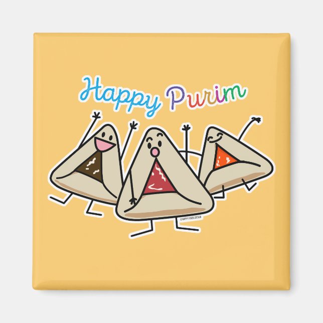 Purim hamantaschen paj Sameach Oznei Haman Magnet (Framsidan)