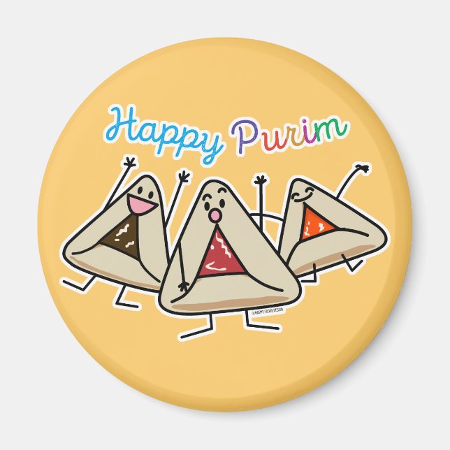 Purim hamantaschen paj Sameach Oznei Haman Magnet (Framsidan)