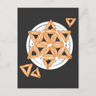 Purim Hamantash Hamantaschen Jewish Star Vykort