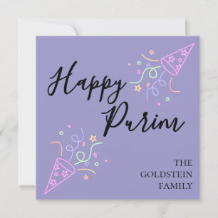 Purim Lila Neon Festhatt Mishloach Manot Namn Julkort
