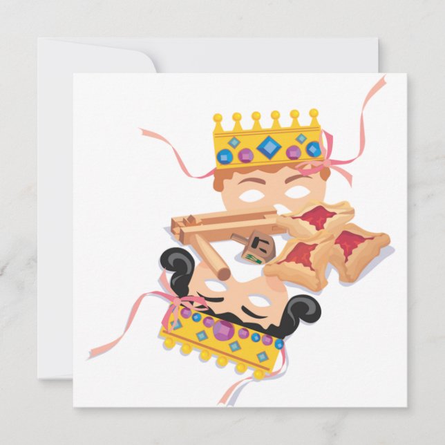 Purim Mask- och Cookies-inbjudan Inbjudningar (Framsida)