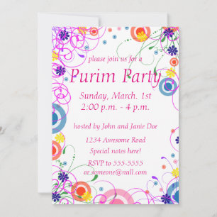 Purim Mask- och Swirls-inbjudan Inbjudningar