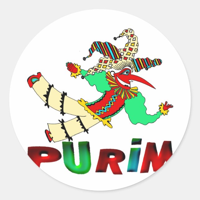 Purim Runt Klistermärke (Framsida)