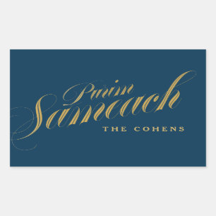 Purim Sameach-etikett för fuktig manot Rektangulärt Klistermärke