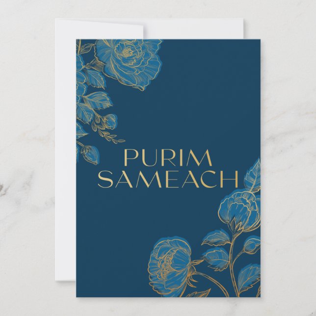 Purim Sameach med blommor för falsk manot Julkort (Framsida)