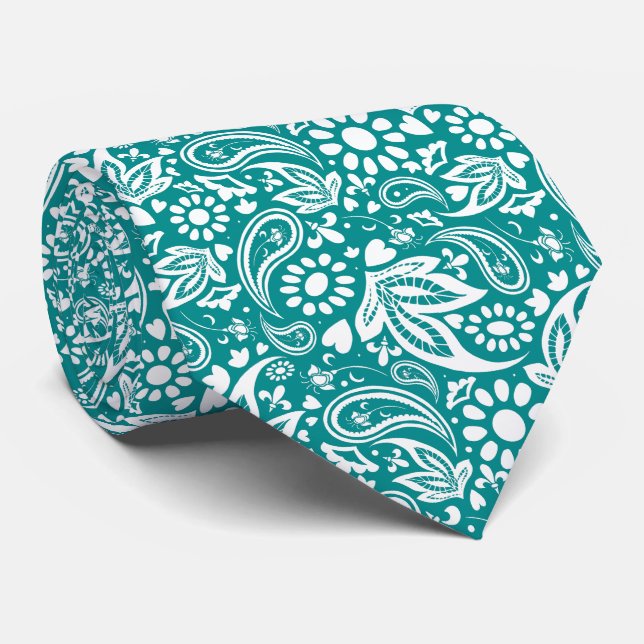 Purist Blue and White Romantic Paisley Mönster Slips (Rullad)