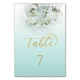 Purist blue ombre romantic blommigt guld calligrap bordsnummer