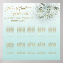 Purist blue ombre romantic blommigt guld calligrap poster