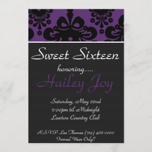purpblack kopierar, sweet sixteen som hedrar inbjudningar