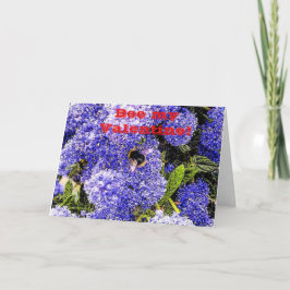 Purpel Blue Flower Bee My Valentine Helgkort
