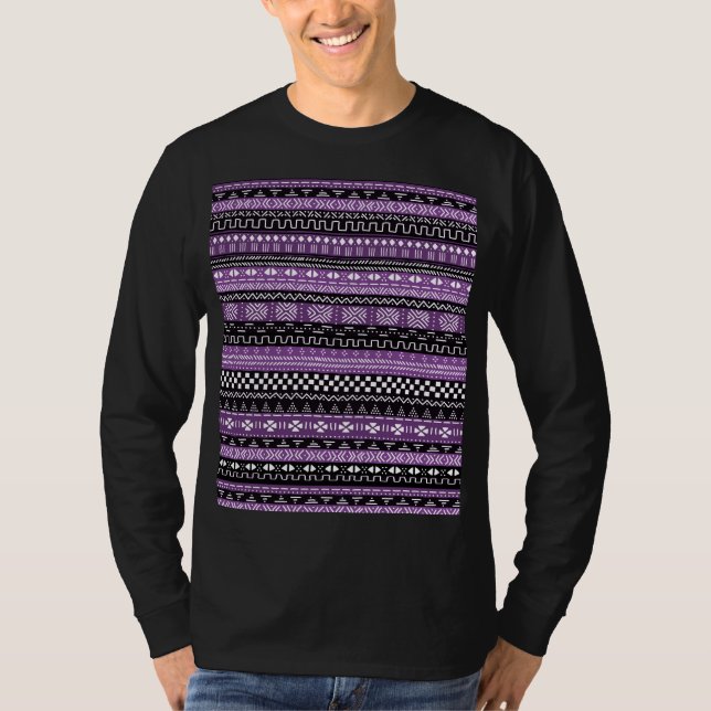 Purple African Tribal Print T Shirt (Framsida)