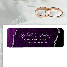 Purple Agate Silver Wedding Return Address Returadress Etikett