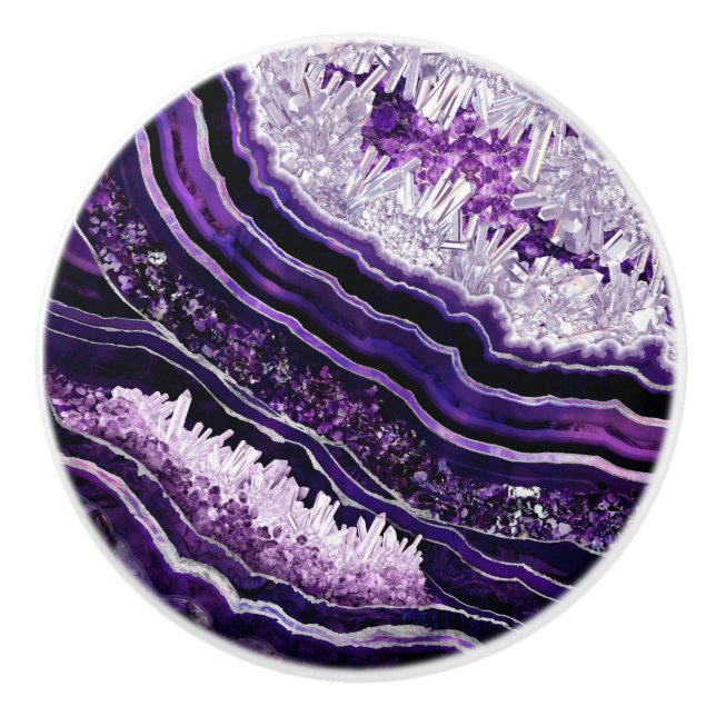 Purple Amethyst Geode and Silver Digital Art Knopp (Framsidan)