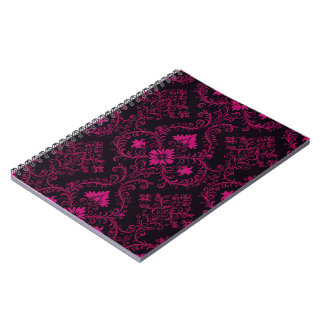 Purple and black gothic damask pattern anteckningsbok