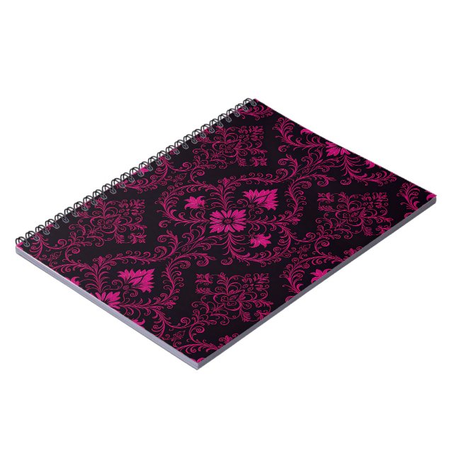 Purple and black gothic damask pattern anteckningsbok (Vänstra Sidan)