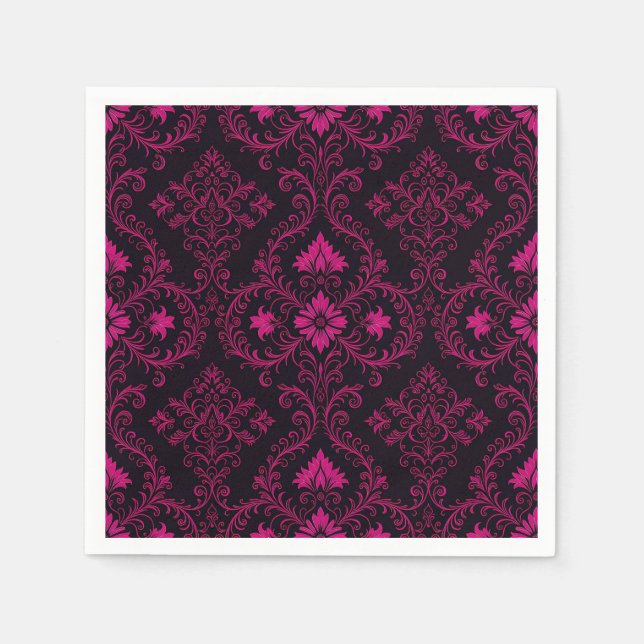 Purple and black gothic damask pattern pappersservett (Framsidan)