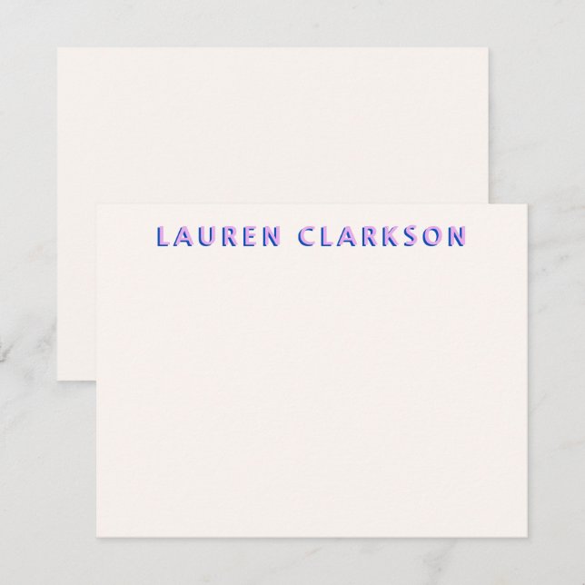 Purple and Blue Bold Name Modern Note card Spara Datumet (Fram/baksida)