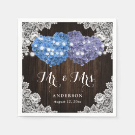 Purple and Blue Floral Mr. and Mrs. Wedding Pappersservett