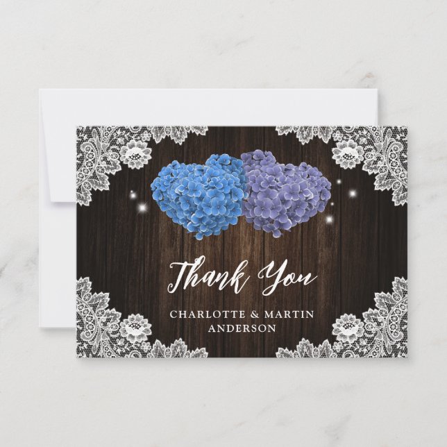 Purple and Blue Floral Wedding Tack Kort (Framsida)