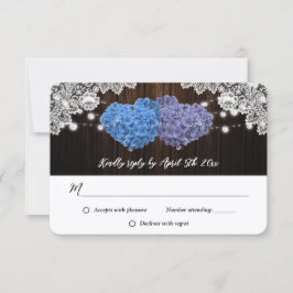 Purple and Blue Rustic Floral Lace Wood Wedding OSA Kort
