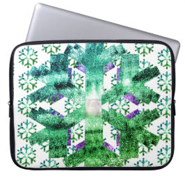 Purple and Blue Snowflakes on an Electronics Bag Laptop Fodral
