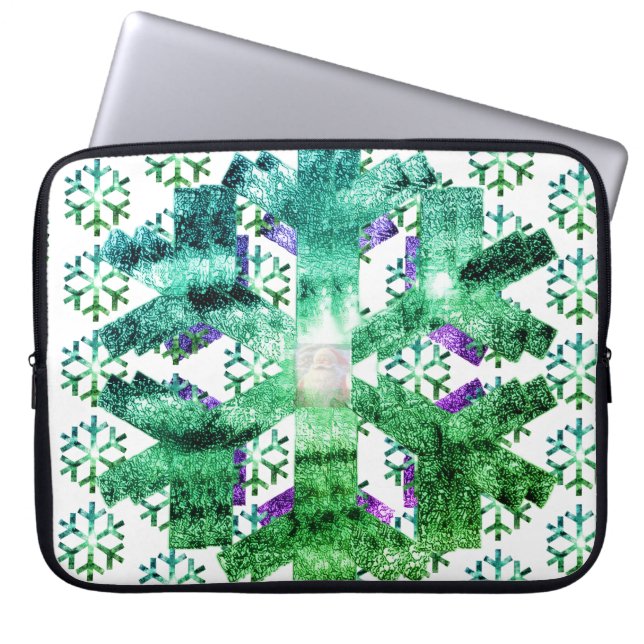Purple and Blue Snowflakes on an Electronics Bag Laptop Fodral (Framsidan)