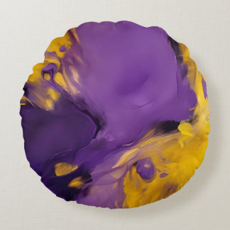 Purple and Gold Abstract Rund Kudde